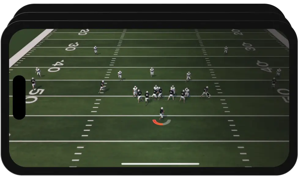 Simulated quarterback reps in the Crucible trainer